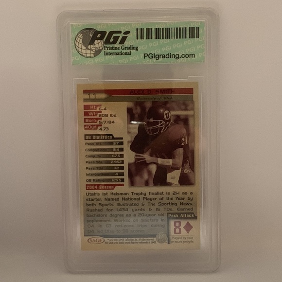 2009 Sage Hit Alex Smith #11 Gem Mint 10 (MISC3) - Picture 2 of 2